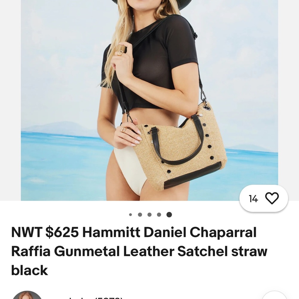 Hammitt Straw and Black Leather Satchel - Picture 7 of 9